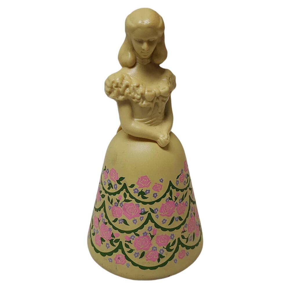 Vintage Avon Yellow Floral Dress American Belle Cotillion Glass Perfume Bottle
